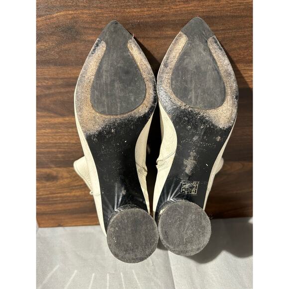 Pedro Garcia Boots Women White 37.5 Berta Mirrored Heel Ankle Bootie Zip Leather - Picture 6 of 7